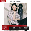 Basic House/百家好春秋男友风韩风时尚宽松格子印花衬衫HVWS521E