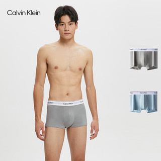 Calvin Klein 内衣男三条装循环提花防夹臀棉质平角内裤NB1085 1PP-太空黑/玉鈫蓝/大理石灰 S