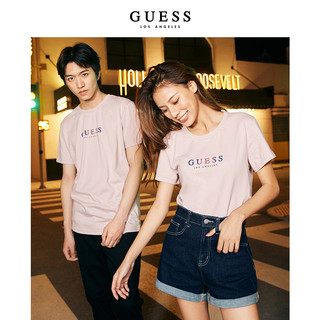 GUESS 男女同款字母LOGO棉学院风短袖T恤-Q1FK26K2Q43