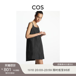 COS 女装 休闲版型A字迷你连衣裙黑色2022秋季新品1083165001