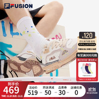 FILA 斐乐 FUSION斐乐潮牌板鞋男2022秋新休闲运动鞋TERATACH LOW-PACK 明亮白/白沙色-BA 42