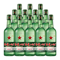 88VIP：红星 绿瓶 1680 二锅头 清香纯正 43%vol 清香型白酒 500ml*12瓶 整箱装