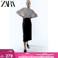 ZARA 秋冬新款 女装 黑色开叉设计高腰半身裙 9479280 800