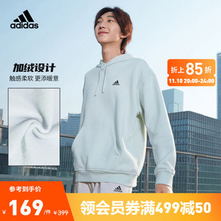 adidas 阿迪达斯 官方男女冬季新款情侣款加绒加厚运动连帽套头长袖卫衣IB2711 浅绿 A/L