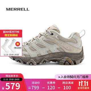 MERRELL 迈乐 男女款户外登山徒步鞋减震MOAB3轻量徒步防滑时尚耐磨透气徒步鞋 J035894白灰米（女） 36