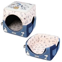 PET PARADISE PET PARADISE 日本PET PARADISE 狗狗猫咪用SNOOPY史努比两用深蓝色睡窝垫中小