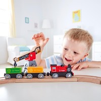 抖音超值购：Hape 火车轨道电动货运套益智力玩具儿童木质模型套装   3岁+E3731