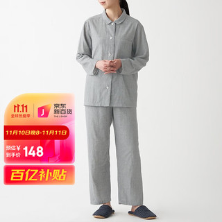 MUJI 無印良品 无印良品 MUJI 女式 无侧缝双层纱织 睡衣 FDA20C1A 灰色X图案 L-XL