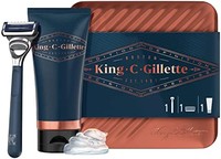 Gillette 吉列 King C. Gillette 男士颈部剃须刀 + 1 个替换刀片 + 透明凝胶，为他/爸爸设计的礼品套装创意