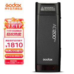 Godox 神牛 AD200pro锂电便携口袋摄影灯 单反佳能尼康索尼富士松下通用高速TTL 外拍闪光灯