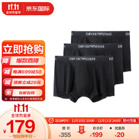 EMPORIO ARMANI EA 阿玛尼 四角平角裤男士内裤 3条装 送男友礼物 111610 CC722 21320黑色 XL