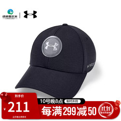 UNDER ARMOUR 安德玛 高尔夫球帽男士有顶帽golf运动球帽 遮阳透气球帽 均码 1351443-001 黑色 M/L（56cm）