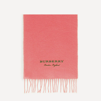 黑卡会员：BURBERRY 博柏利 100%山羊绒纯色logo刺绣流苏围巾 40753591