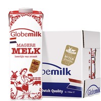 Globemilk 荷高 脱脂纯牛奶盒 1L*6盒