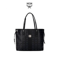 MCM 奢侈品 女士 Liz Visetos系列黑色中号印花双面购物袋托特包子母包手提包 MWPAAVI02BK001