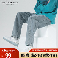 La Chapelle 春夏新款港风牛仔裤男直筒时尚潮流弹力休闲长裤子男 蓝色 M