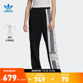 adidas 阿迪达斯 官方三叶草女装休闲侧开纽扣束脚运动裤GJ6580 黑色/白 J/XOT(175/74A)