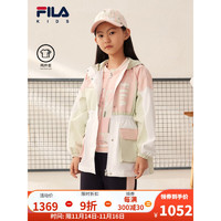 FILA 斐乐 童装女童梭织外套2022秋季新款儿童潮流开衫时尚两件套 标准白WT 150cm