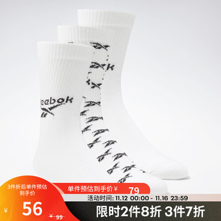 Reebok 锐步 官方男女同款GG6682简约舒适活力运动健身中筒袜 GG6682-白色 XL