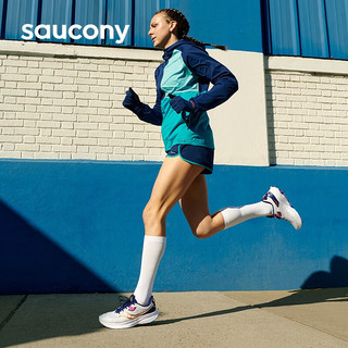 Saucony索康尼稳定支撑跑鞋运动鞋女 22新品慢跑训练跑步鞋GUIDE向导15 灰金 38