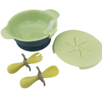 HEHU 呵护 H-1236 吸盘碗 绿色+花朵叉勺 绿色