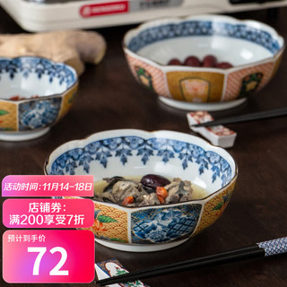 美浓烧（Mino Yaki）日本进口陶瓷碗 古伊万里宫廷风复古手工创意家用米饭碗6.5英寸饭碗 6.5英寸金彩间取岁寒