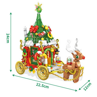 PANLOS BRICKS 潘洛斯 圣诞系列 601012 圣诞麋鹿车