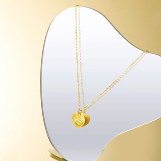 CHJ JEWELLERY 潮宏基 高光金系列 XQG30003966 镜面心形足金项链 3.25g