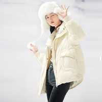 xiangying 香影 羽绒服女短款时尚潮宽松白鸭绒小个子立领外套