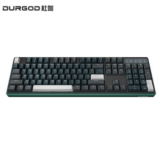 DURGOD 杜伽 K620W/k610W三模机械键盘无线蓝牙无光-孤岛（墨绿104键） 定制银轴