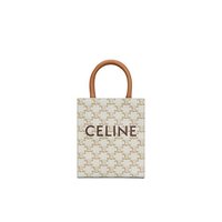 CELINE 思琳 Cabas系列 女士迷你标志印花竖款手袋 194372BZK 01BC 白色