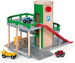 BRIO World - 33204 停车库模型 | 铁路配件与玩具汽车，适合 3 岁及以上儿童