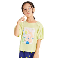 Purcotton 全棉时代 女童短袖T恤 POT212004 青绿 130码