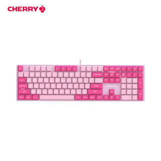 CHERRY 樱桃 KC200办公机械键盘 有线键盘 G80-3950游戏键盘 108键全键无冲 PBT双色键帽 粉色拼色 青轴