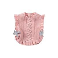 DAVE&BELLA 戴维贝拉 女童圆领针织背心 DBM12831 灰粉色 80码