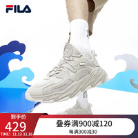 FILA 斐乐 官方男鞋2022年夏运动网面透气跑步鞋WAVE 燕麦色-OM 42