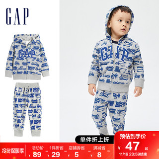 Gap 盖璞 男幼童LOGO童趣印花卫衣卫裤秋冬新款字母洋气百搭运动套装