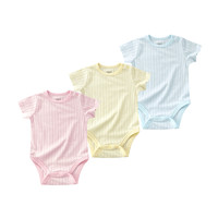 Minizone 夏季宝宝婴儿新生儿薄款透气短袖三角哈衣爬服连体衣包屁衣0-2岁