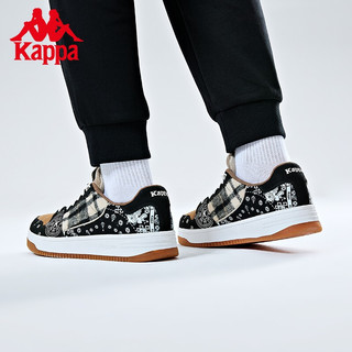 Kappa卡帕灯芯绒板鞋新款情侣男女学院风休闲鞋时尚解构运动鞋 黑色/拿铁咖色-990 38