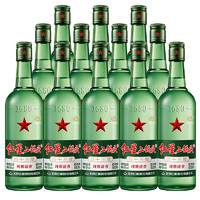 RED STAR 红星 二锅头 纯粮清香 绿瓶 43%vol 清香型白酒 500ml*12瓶 整箱装