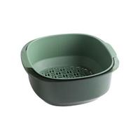 舍里 双层盆筛 透明款 29*26*12cm 北欧深绿色