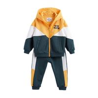 marc & janie 马克珍妮 男童连帽长袖运动套装 TL213285 2件套 蓝绿拼黄 130/8T