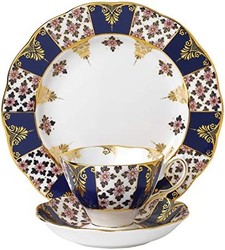 Royal Albert 100 Years 40017566 1900 骨瓷茶杯，茶碟，盘子3件套，摄政蓝，20厘米