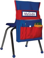 Carson-Dellosa Publishing - 椅背伙伴袋图，30.48 x 57.15 cm，蓝色/红色 - 单件出售 - 耐用可洗帆布带六个储物袋和一个小名牌袋。
