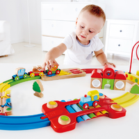 抖音超值购：Hape 火车轨道早旋律积木套2岁+儿童益智玩具木质模型套装E3826