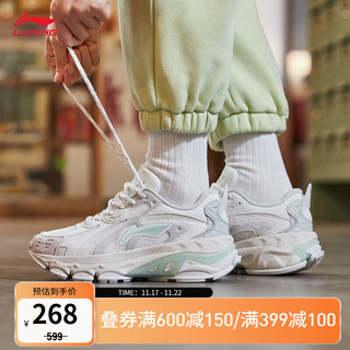 LI-NING 李宁 女鞋运动鞋2022新品回弹潮流跑步鞋休闲鞋官方旗舰网ARLS004 乳白色-2 38