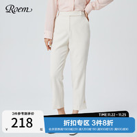 Roem 商场同款2022春秋季新款时尚气质淑女简约高腰休闲西裤女 米色 160