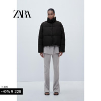 ZARA 秋冬新款 女装 黑色绗缝短夹克外套 8073223 800