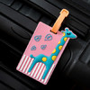 户外旅行便携登机牌行李箱卡通创意硅胶挂牌吊牌托运牌行李防丢标记牌 粉色