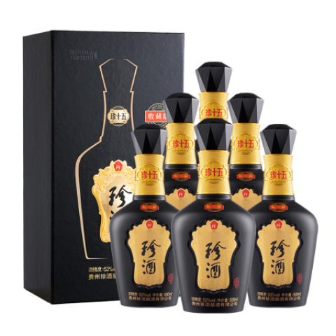 珍酒白酒_珍酒珍十五(收藏版) 酱香型白酒53度500mL 6瓶珍十五